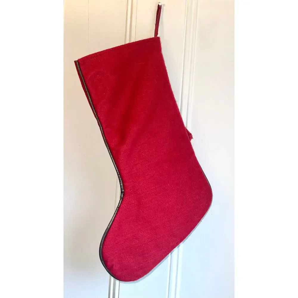 Folk Art Country Christmas Stocking 3D Plush Bear Red & Black Plaid Western